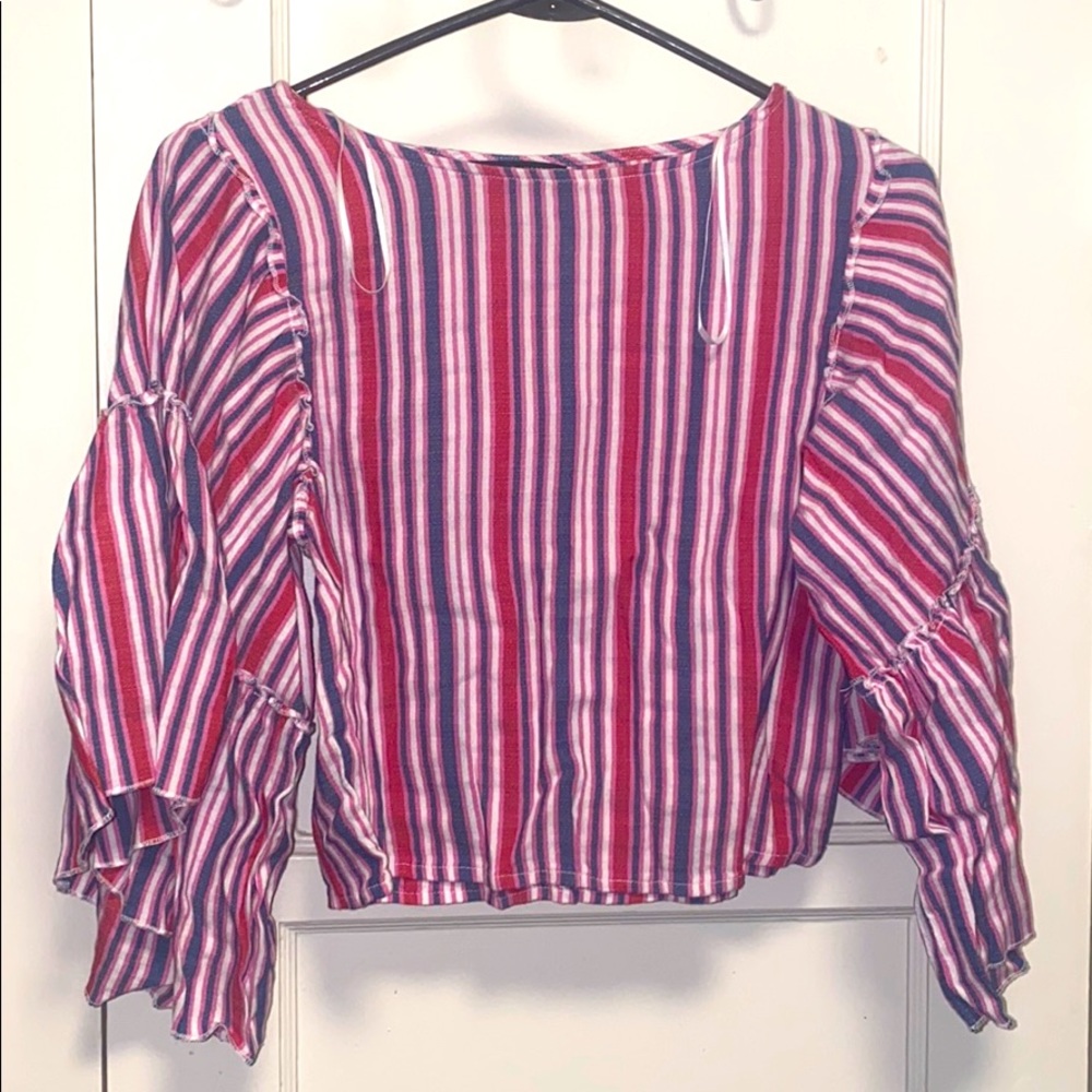 Romeo & Juliet Couture Ruffle Bell Sleeve Striped